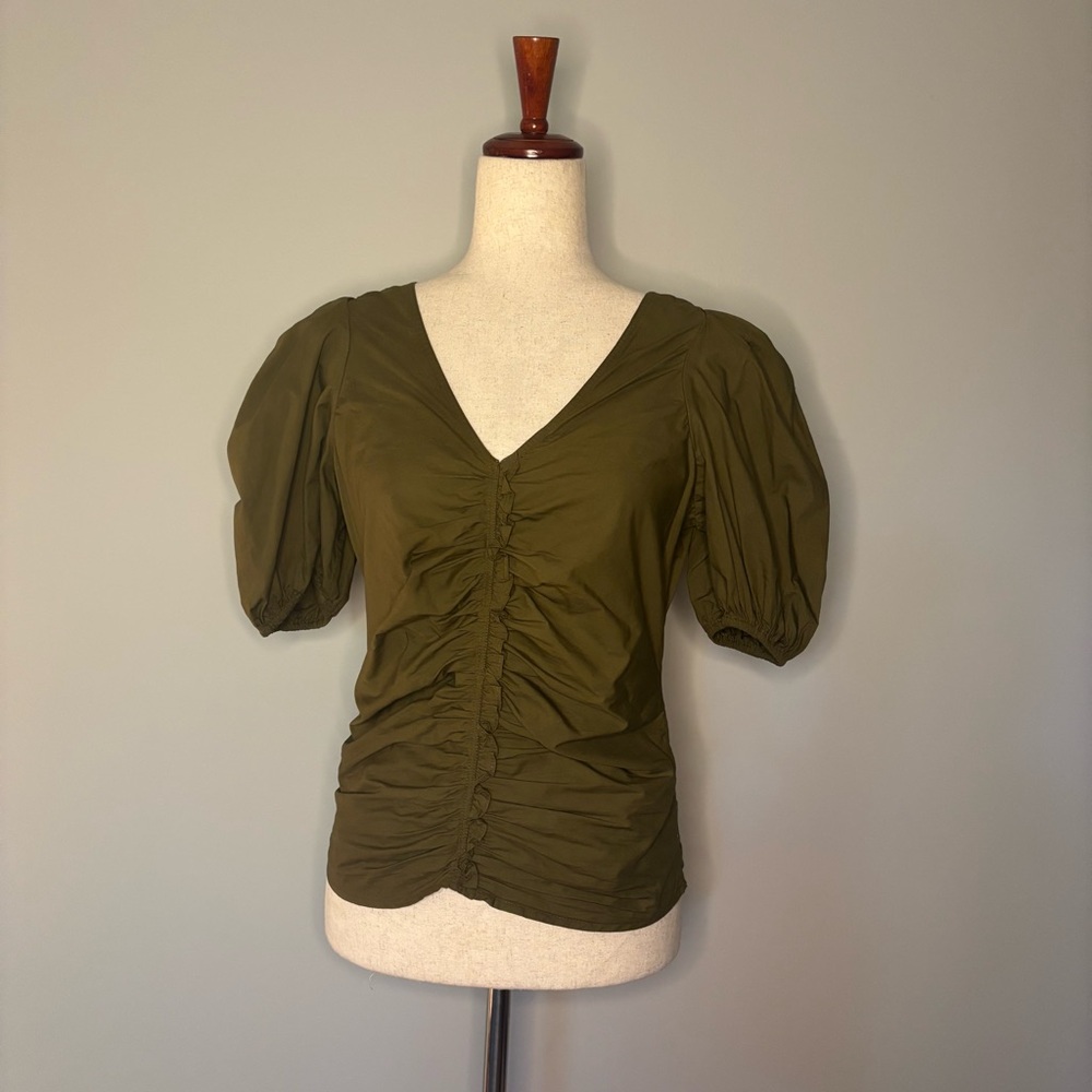 Love the Label Olive Green Puckered V Neck Blouse size S